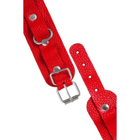Pecado BDSM bracelets, mini with rounded corners, genuine leather, red-5