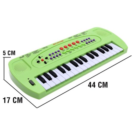 Synthesizer "Musician" with a microphone, green color, 32 keys-1