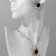 Set 2 objects: earrings, pendant "Edel" round trio, black and white color in gold, 50 cm