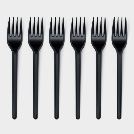 Plastic disposable plug, 16.5 cm, black color, set 6 pcs-2