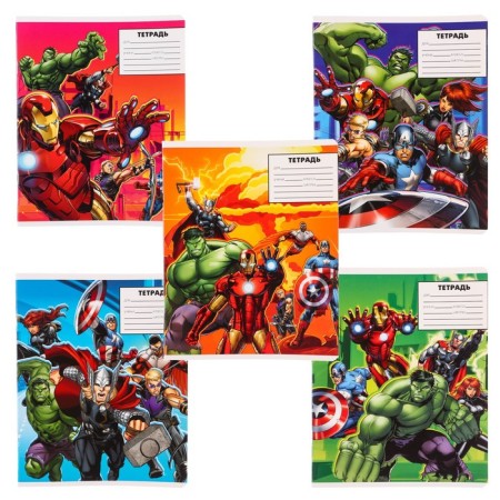 Notebook in a cage 24 sheets, 5 types of mix, cover coated paper, Avengers-2