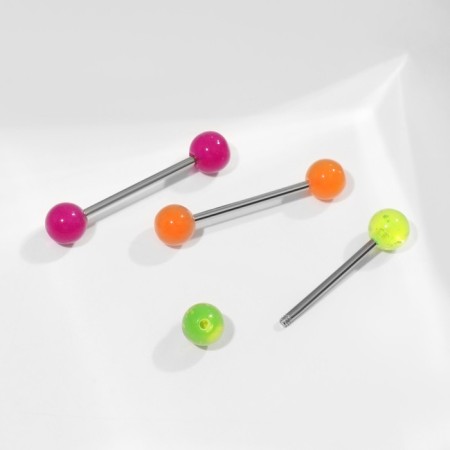 Piercing in the language "Balls", l = 1.9 cm, the color of the mix in silver (set 12 pcs.)-2