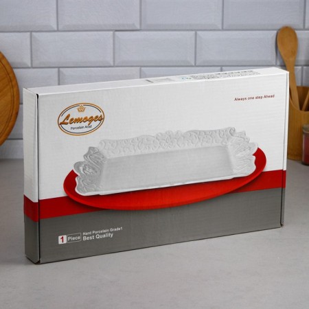 Блюдо Veronica Rectangular, белое, фарфор, Иран-4