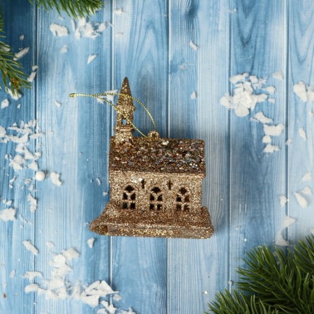 Decoration Christmas tree "glitter castle" 7x10 cm, gold