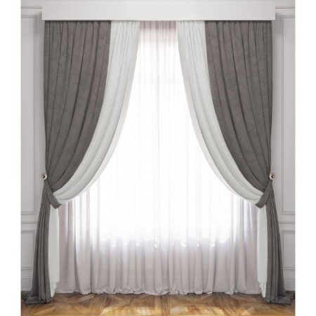 Set of curtains "Latur", size 170 x 270 cm, white / gray
