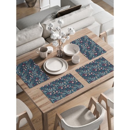 A set of napkins for setting the table "Flower Field", rectangular, rounded edges, size 30x46 cm, 4 pcs