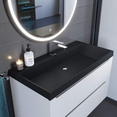 Sink uperwood Classic quartz 90 cm, quartz, black matte, coal-3