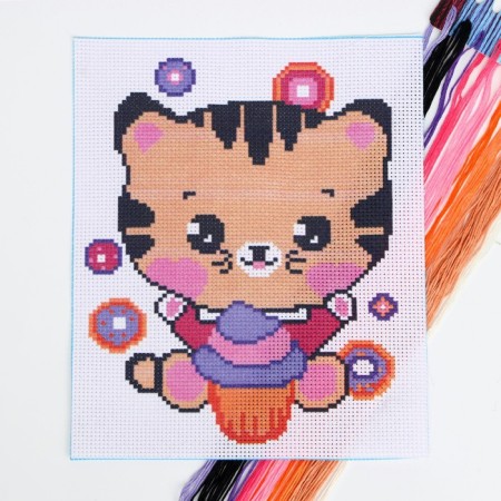 Cross -stitch "Cat with a cupcake", a set for creativity, 25 x 20 cm-2
