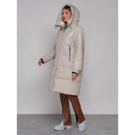 Coat insulated winter female, size 42, beige color-6