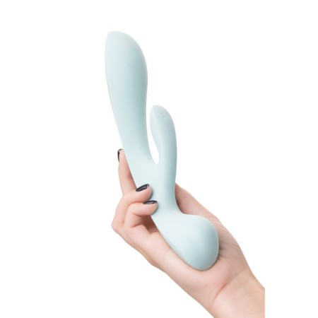 Unrealistic vibrator Satiffyer Triple OH, 24 cm, silicone, blue color-14