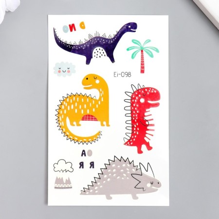 Tattoo on the body color phosphorus "dinosaurics" mix 12x7.5 cm-4