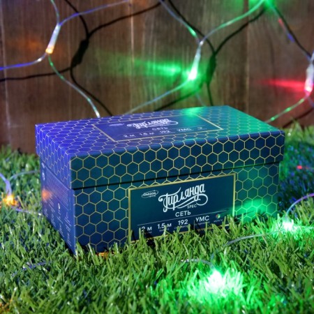 Garland "Network" 2 × 1.5 m, IP44, UMS, transparent thread, 192 LED, glow of multi, 220 V-3