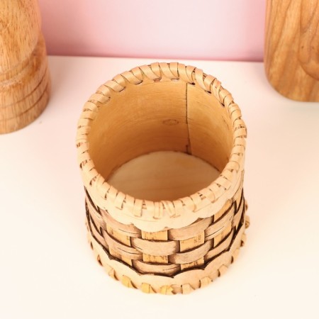 TUES "velor", woven, 6x6x9 cm, birch bark-4