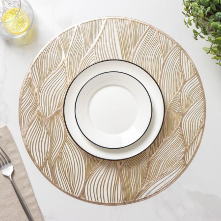 Serving napkin on the table "Waves", d = 38 cm, gold color-3