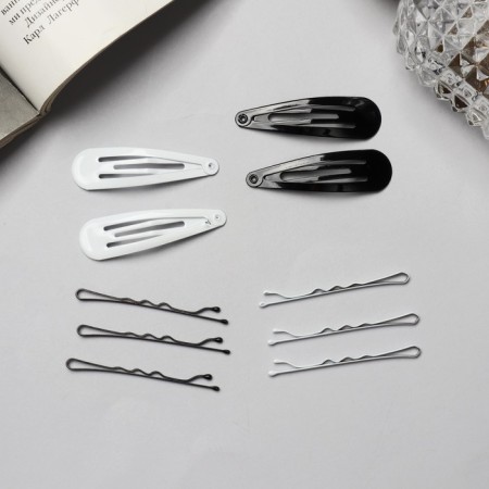 Invisibility for hair "Bridget" (set 12 pcs) 5 cm, black and white-2