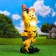 Garden figure "Dwarf with a deer" 19x26x50 cm mix