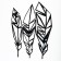 Metal panel "feathers" black, set 3 pcs., 25x8 cm