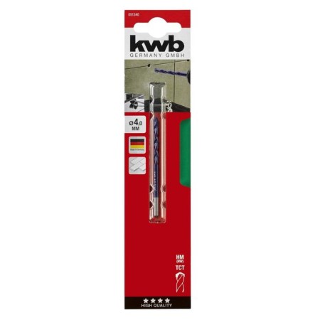 KWB ceramic drill, 4x75 mm, spiral, carbide tips HM TCT-1