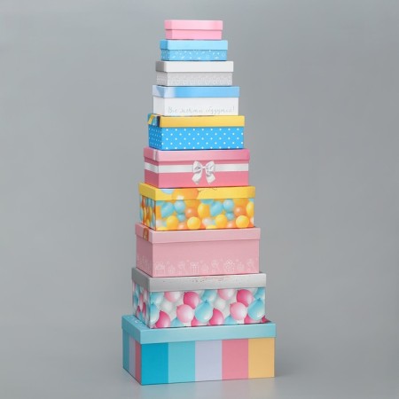 Set of boxes 10 in 1, gift packaging, “dear wishes”, 12 x 7 x 4 - 32.5 x 20 x 12.5 cm-2