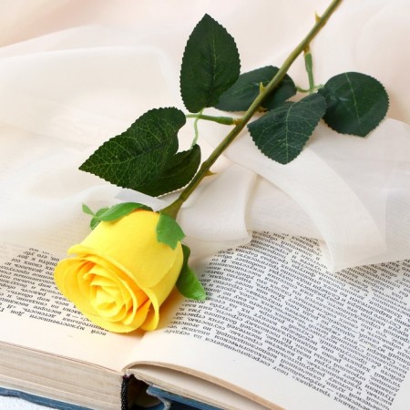 Artificial flowers "Bunny Rose" 5x50 cm, yellow