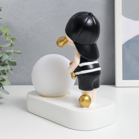 Souvenir Polystone Light "Baby in a black cap, with a gold bubble at the ball" 16.5x8x16 cm-2
