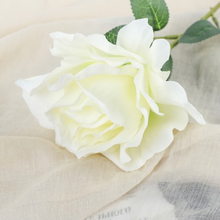 Artificial flowers "Rosa Mondial" 9x46 cm, white-1