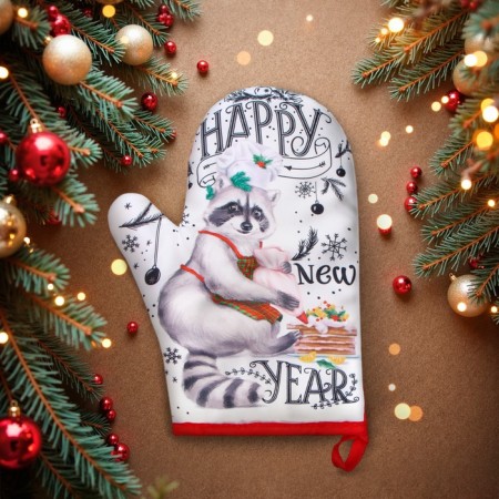 Happy New Year mittens-seizure 20x27cm, 100% p/e