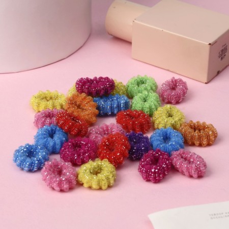 Hair elastic band "Mahrushka Shine" (set 42 pcs) corrugation, 1.5 cm, mix-1