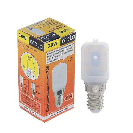 LED LED ECOLA, T25, 3 W, 2700 K, 340 °, for refrigerators and sewing machines