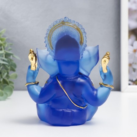 Souvenir Polystone "Ganesha - Indian Divine" Blue with gold 14x8x7 cm-2