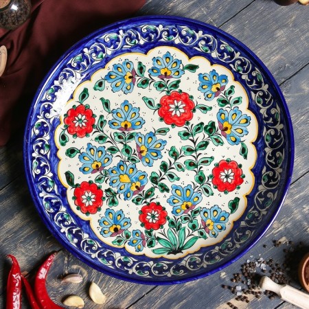 Largan Rishtan ceramics "Flowers", 37 cm, blue-7