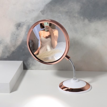 Mirror on a flexible leg “Circle”, with an increase, D mirror surface 15.5 cm, Copper/white color-3
