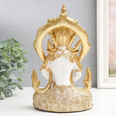 Souvenir Polystone "Tibetan Buddha - Lotus Poster" white -gold 14x7x23 cm-2