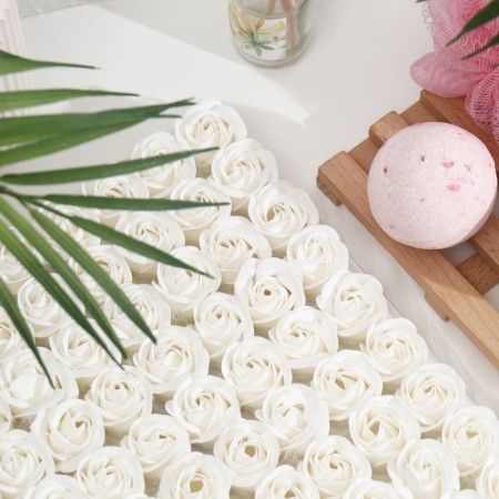 Soap roses white, set 81 pcs