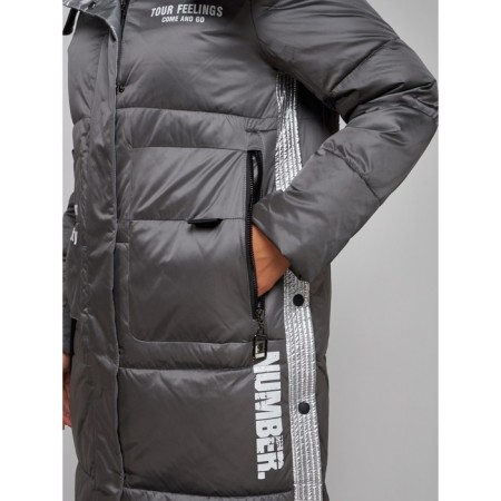 Coat insulated winter female, size 42, dark gray color-11