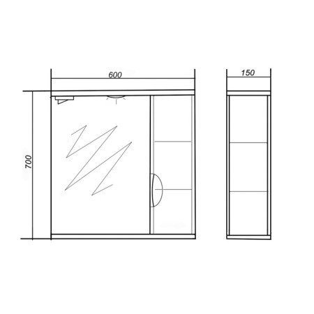 Cabinet-mirror modern (with backlight) right 60-1