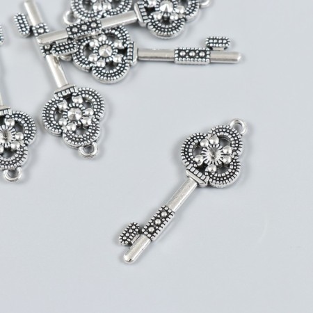 Decor for creativity Metal "Key with a Trilist" set 6 pcs silver 1.5x4.2 cm