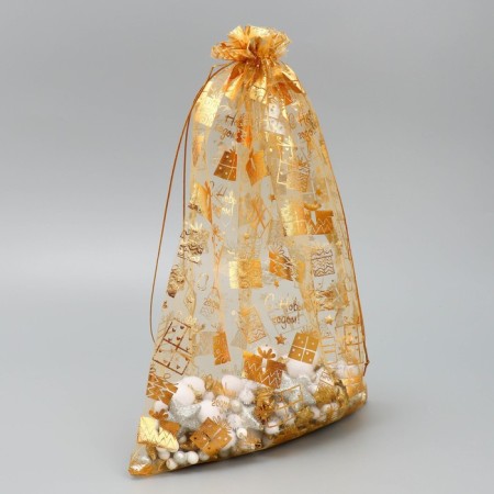 Bag Gift Organza "Golden Gifts", 30 x 40 cm +/- 1.5 cm, New Year-2