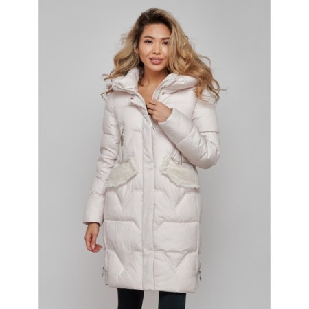 Coat insulated winter female, size 52, beige color-9