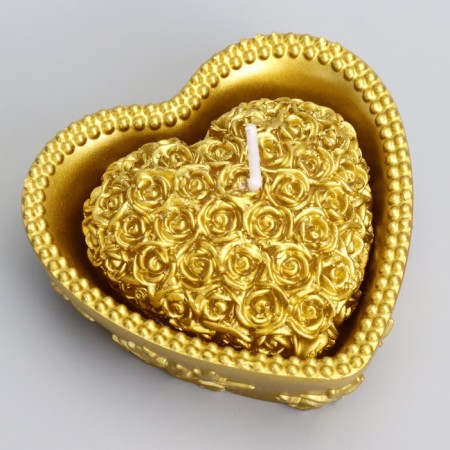 Candle "Heart" 9x4.5cm, gold-3