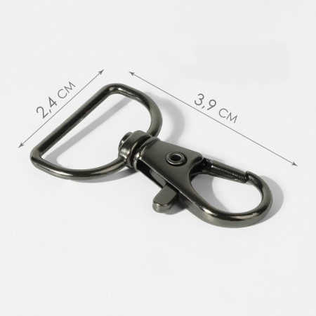 Metal carbine, 39 × 24 mm / 20 × 1.5 mm, 6 pcs, black nickel color-1