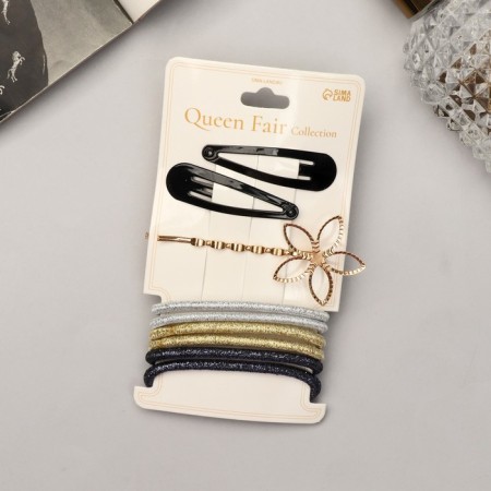Hair set "Liora" (6 elastic bands, 3 invisibility 4.5 and 5.5 cm) flower