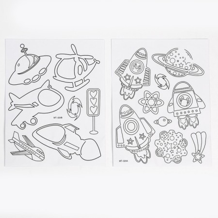 Set for creativity: EVA applique with crumbs and coloring - Stickers "Transport"-3