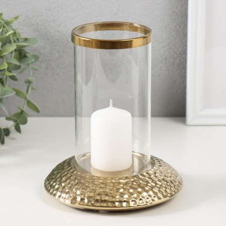 Ceramics candlestick, glass for 1 candle "True" d = 8 cm gold 14.5x14.5x17.5 cm-3