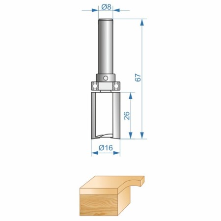 Clesteric Encor Prof 46182, straight, on wood, d = 8 mm, 16 x 26 mm-3