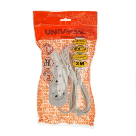 Extension cord UNIVERSAL E-203, 3 sockets, 3M, PVS 2x0.75, 10 a-1