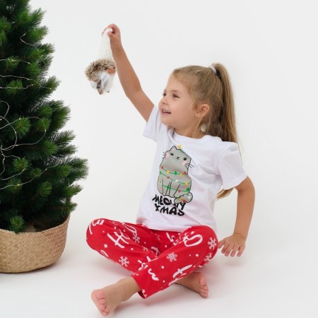 PAZHAMA Children's KAFTAN "Meowy XMAS", size 34 (122-128)-1