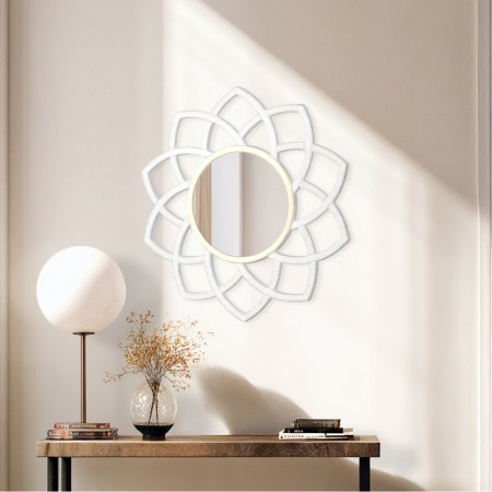 Wall mirror "petals", round, 49.5x49.5 cm, white with gold