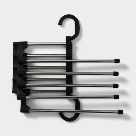 Hanger - an organizer for trousers sliding shares, 30 × 18 × 12.5 cm, 5 spokes, black color-2