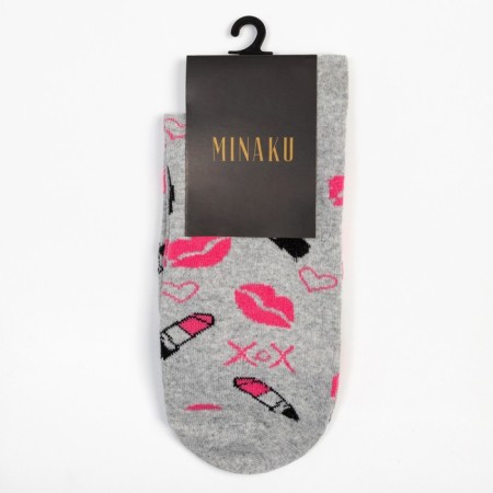 Women's socks minku "lipsticks", gray color, size 36-37 (23 cm)-2